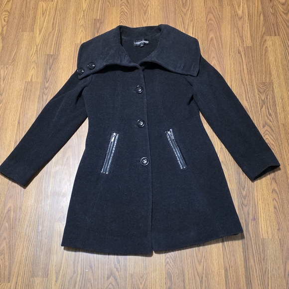 lyse spenard Jackets & Blazers - Lyse Spenard Wool Cashmere Black Asymmetrical Peacoat Women’s Small Classic A81